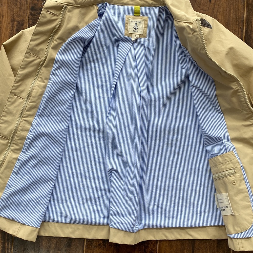 Girls Lands End khaki coat - Picture 4 of 7